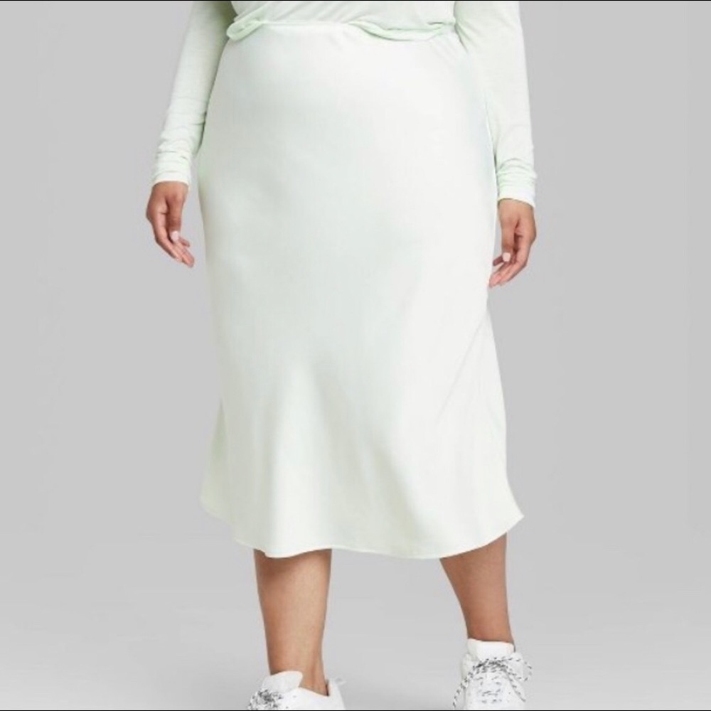 Wild Fable Mint Lime Green Midi Slip Skirt - Picture 7 of 13